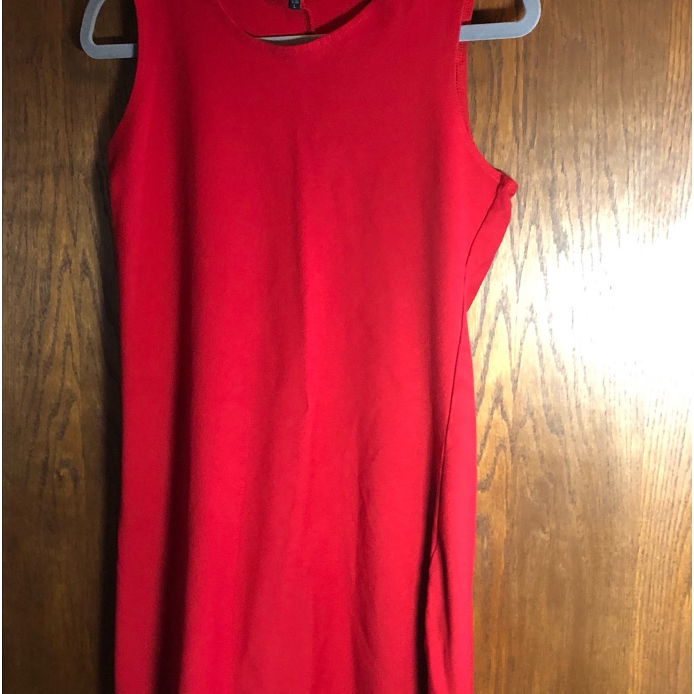 BRIGHT RED KNIT SLEEVELESS DRESS-‘NIK & NASH’! Size LARGE-EUC